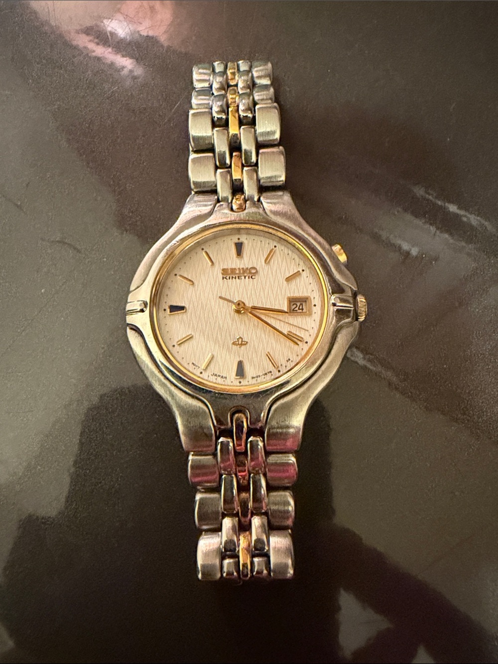 Seiko Two-Tone Silver and Gold Dial Kinetic Watch